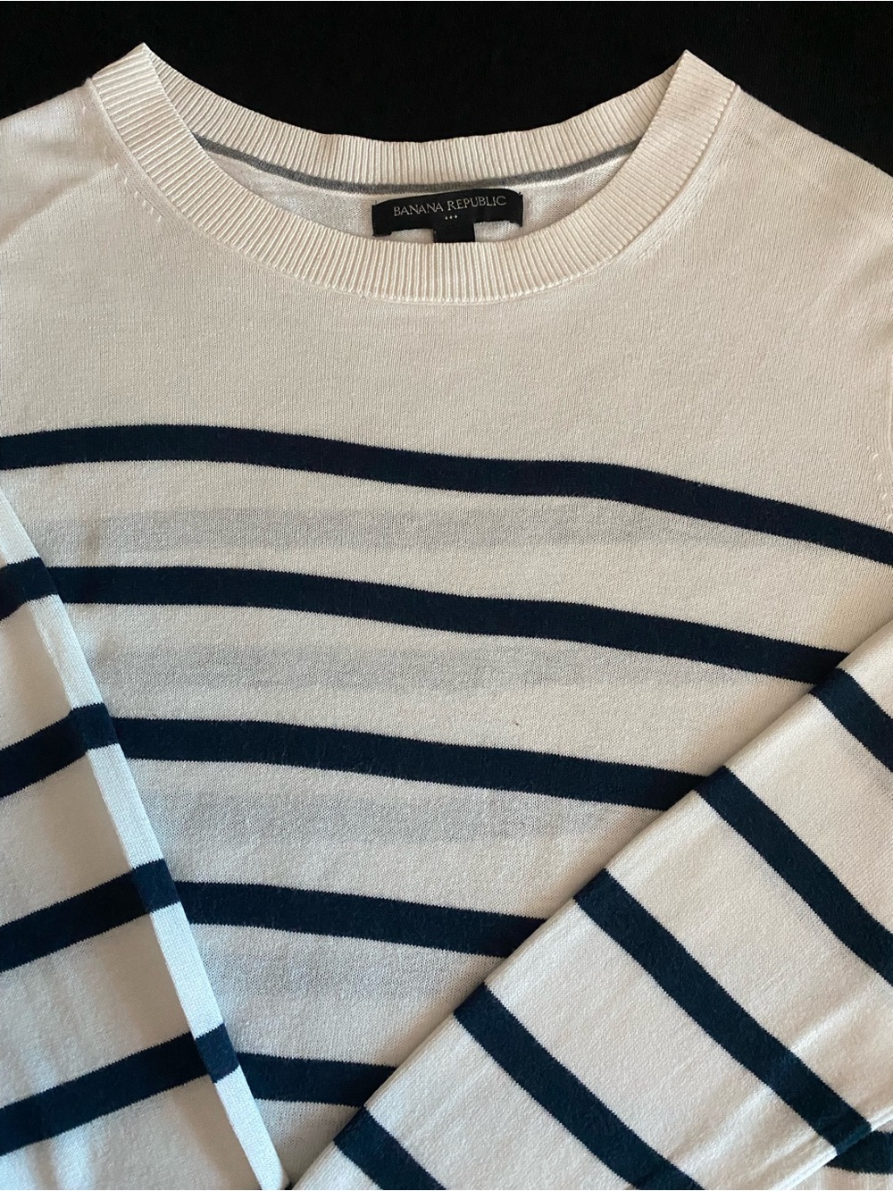 Banana Republic Women's Black & White Stripe Crew Sweater